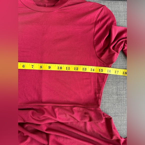 Jewel-Tone Burgundy Mock Neck Formal Maxi Dress | Long Sleeve | Size S - Picture 5 of 5